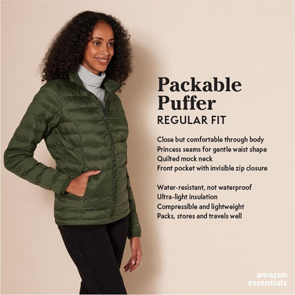 Womens Lightweight Long-Sleeved Water-Resistant Packable Puffer Jacket - Picture 2 of 8